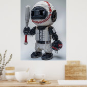 Poster Athlète Voxel Minimal en Uniforme Blanc – Baseball (Cuisine)