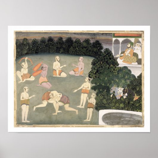 Poster Athlètes se produisent devant un noble assis, c.17 (Devant)