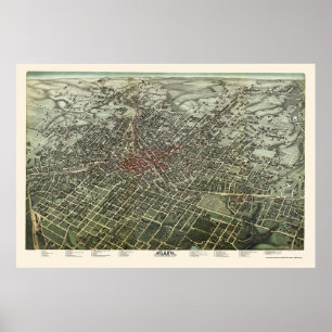 Poster Atlanta, carte panoramique de GA - 1892
