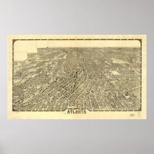 Poster Atlanta Georgia 1919 Antique carte panoramique