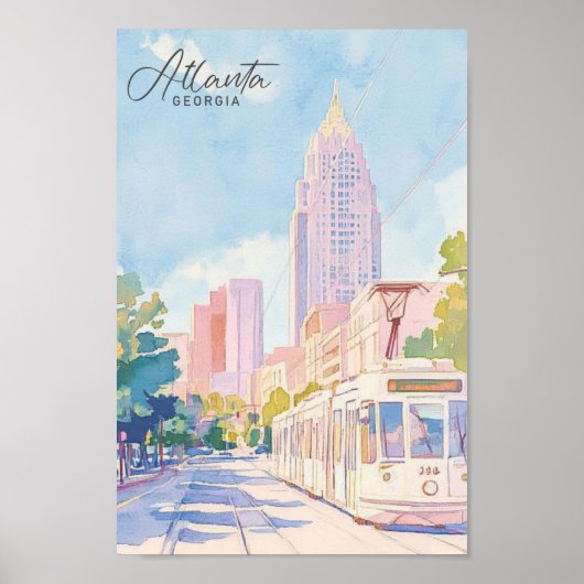 Poster Atlanta Georgia Gouache Illustration Voyage (Devant)