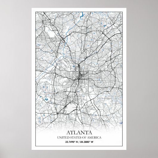 Poster Atlanta Georgia USA Travel City Plan (Devant)