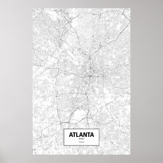 Poster Atlanta, Géorgie (noir sur blanc) (Devant)