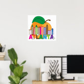 Poster Atlanta, Géorgie | Peach Skyline (Bureau à domicile)
