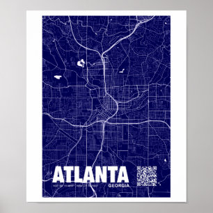 Poster Atlanta, Géorgie USA Travel City Map