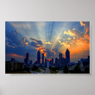 Poster - Atlanta silhouet bij zonsondergang