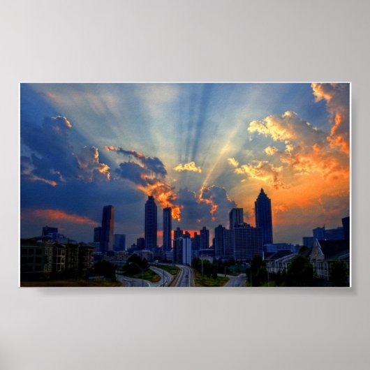 Poster - Atlanta Skyline op Sunset (Voorkant)