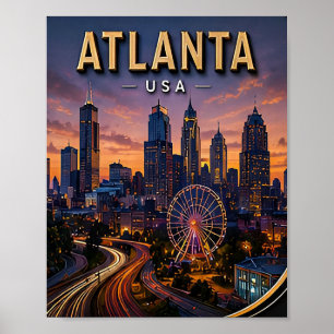 Poster Atlanta Voyage Panorama et Parc Centennial