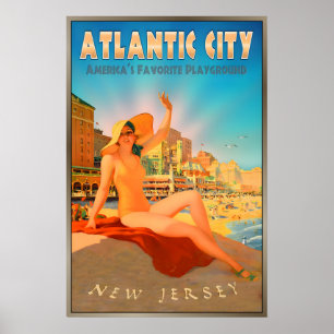 Poster Atlantic City New Jersey Nouvelle Planche à Roulet