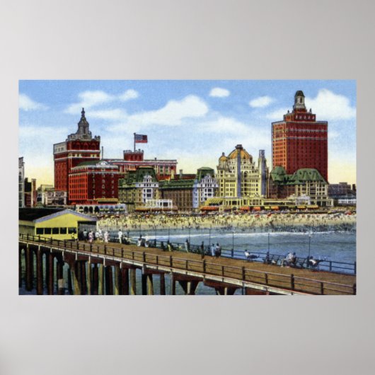 Poster Atlantic City New Jersey Shoreline View (Devant)