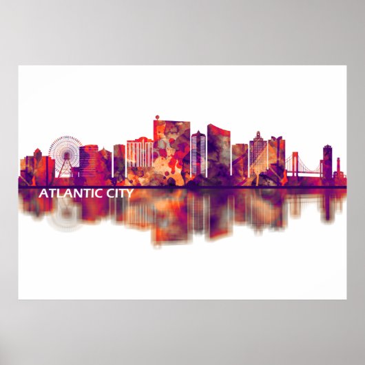 Poster Atlantic City New Jersey Skyline (Devant)
