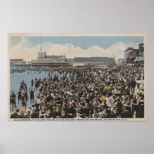 Poster Atlantic City, NJ - Fête des fêtes à la plage (Devant)