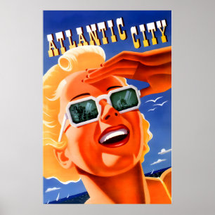 Poster ATLANTIC CITY NJ Nouveau Rétro Été Voyage Tourisme