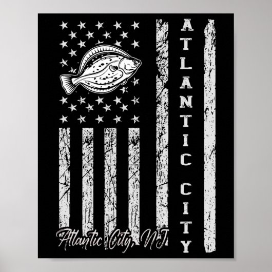 Poster Atlantic City Nj Pour Pêcheurs À La Pêche À La Luk (Devant)