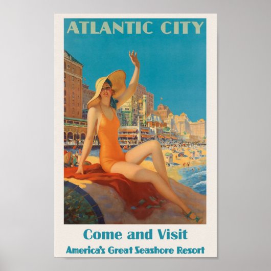 Poster Atlantic City, NJ Travel Ad (Devant)