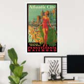 Poster Atlantic City Pennsylvania Railroad Vintage (Bureau à domicile)