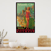 Poster Atlantic City Pennsylvania Railroad Vintage (Cuisine)