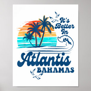 Poster Atlantis Bahamas Beach Vacances d'été Vintage 80s