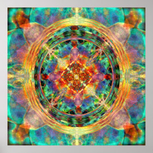 Poster Atlantis inspirés Rainbow Mandala Blue et Gold