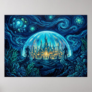 Poster Atlantis Nuit étoilée DC Comics Paysage