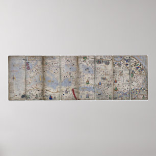 Poster Atlas Catalan Carte du Monde 14ème c. Abraham Cres