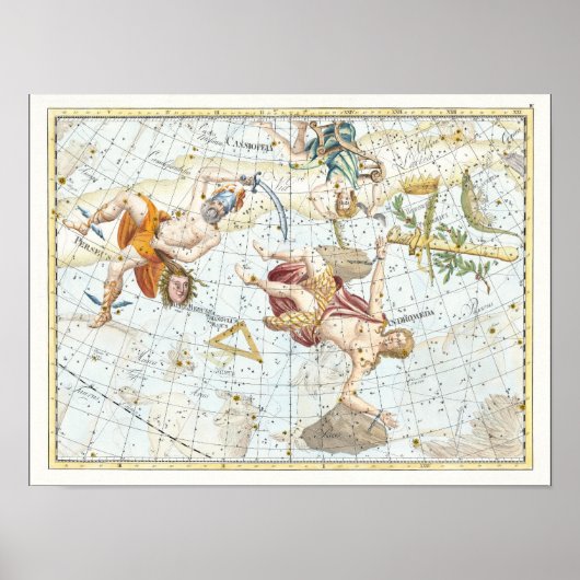 Poster Atlas céleste vintage des constellations (Devant)