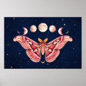 Poster Atlas Moth Celestial Moon Phase | Boho Lunar Art (Devant)