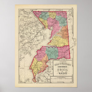 Poster Atlas topographique des comtés du Maryland