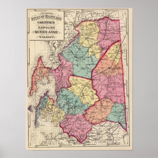 Poster Atlas topographique des comtés du Maryland (Devant)