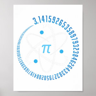 Poster Atom Pi Math Science Cadeau Souche 3.14 Pi Jour