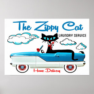 Poster Atomic Black Sexton Style Cat Laundry Room