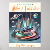 Poster Atomic Futuristic Big Fins Coupe Car (Devant)