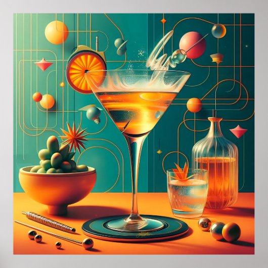 Poster Atomic Futuristic Cosmic Storm Martini (Devant)