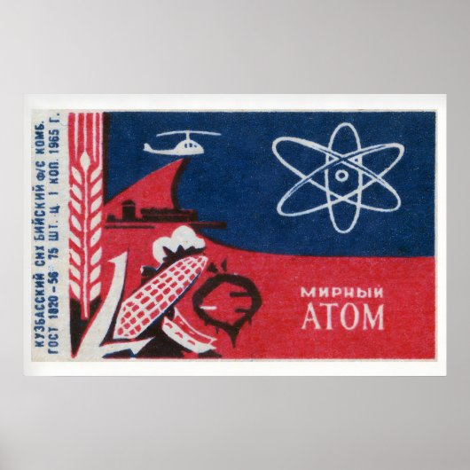 Poster Atomic Symbol Soviet Union Mid-Century Matchbox (Devant)