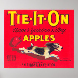 Poster Attachez-le sur l'étiquette d'Apple (rouge) -