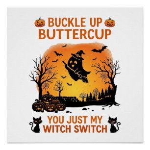Poster Attachez-vous Papillon d'Halloween Fantôme Sorcièr