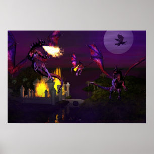 Poster Attaque au dragon par David et Michelle Wilder