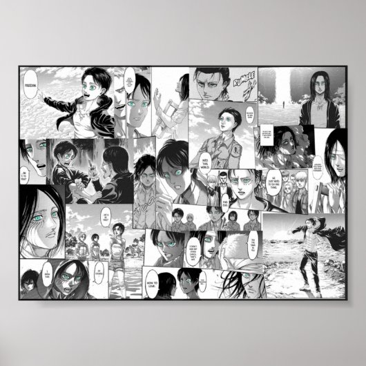 Poster Attaque contre Titan Eren Yeager Manga Collage (Devant)