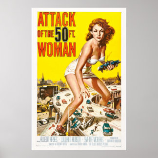Poster Attaque De La Femme 1958 De 50ft Art Retro Movie