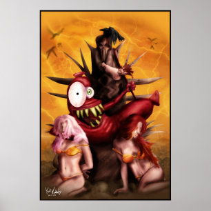 Poster Attaque de l'affiche d'hommes de hot-dog