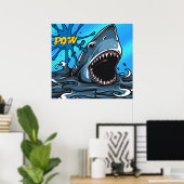 Poster Attaque de requin POW Superhero Comic Water Splat (Bureau à domicile)