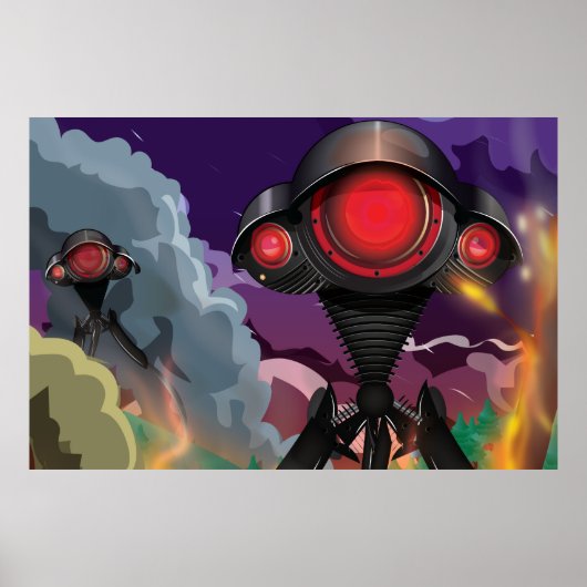 Poster Attaque de trépied alien de science-fiction ! (Devant)