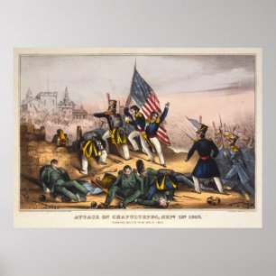 Poster Attaque sur la guerre de Mexico-Américains de