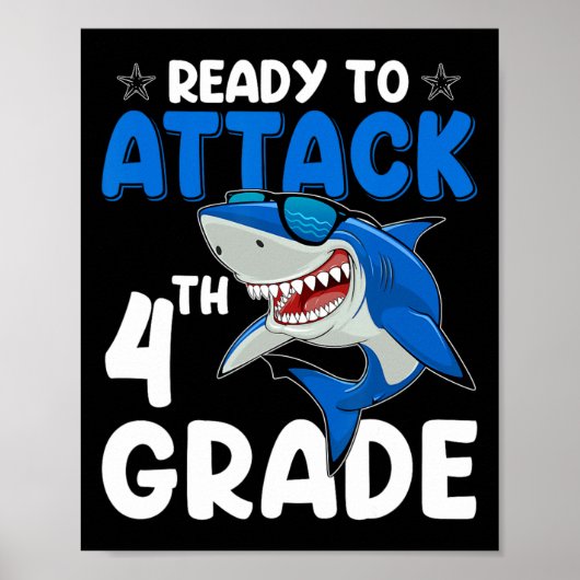 Poster Attaquer le requin de 4e année Enseignant de 4e an (Devant)