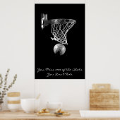 Poster Atteindre Motivational Basketball noir et blanc (Cuisine)