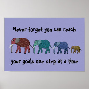 Poster Atteindre vos objectifs Eléphants Motivation Poste