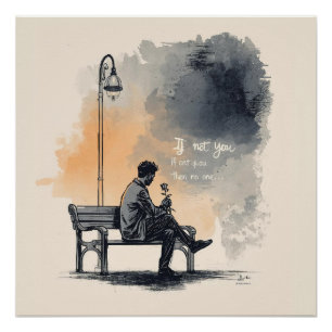 Poster Attente avec un Rose - Amour non parlé