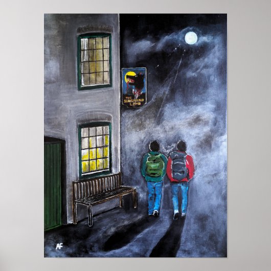 Poster Attention à la Lune Peinture d'Alfred Fox (Devant)