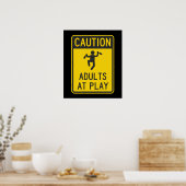 Poster Attention Adultes en jeu (Cuisine)