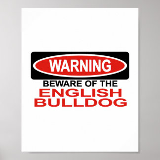 Poster Attention Au Bulldog Anglais